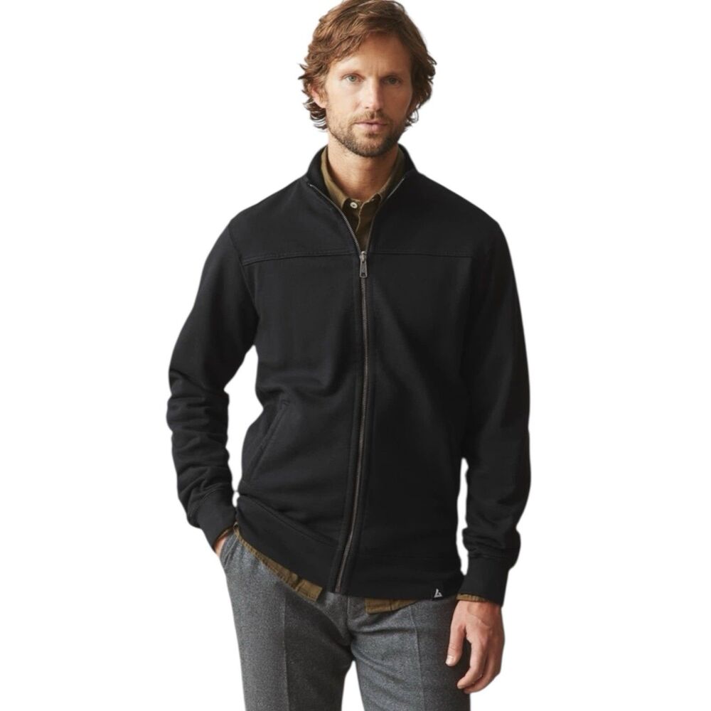 American Giant Moto Jacket Mens Small Black Fleece Full Zip Heavy Pockets NWOT
